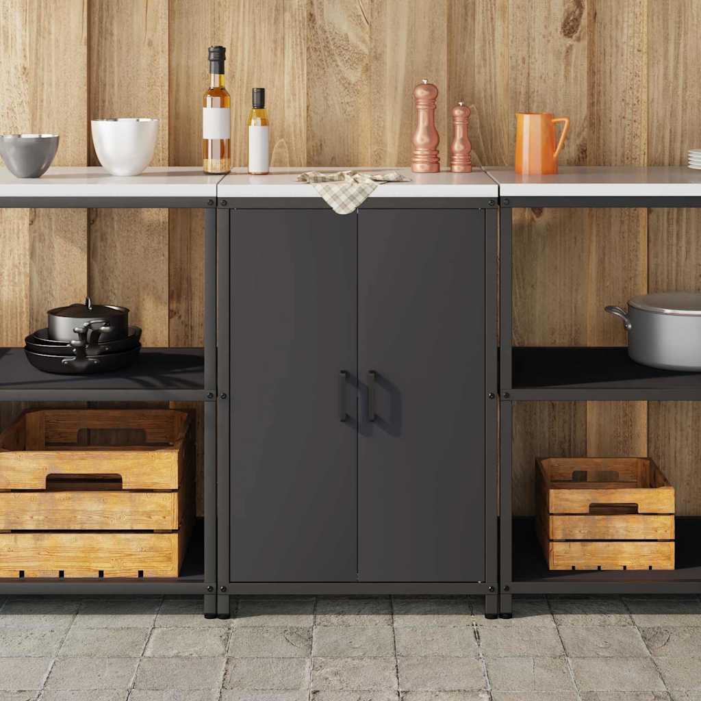 Kitchen Storage Cabinet with Shelf with Storage Black Steel